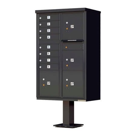 Florence Mfg Co Vital Cluster Box Unit, 8 Mailboxes & 4 Parcel Lockers, Black 1570-8T6BKAF